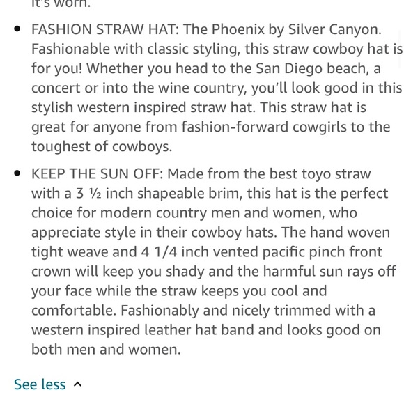 ✨LAST ONE!! Silver Canyon men’s Winslow raffia straw western cowboy sun hat - - Picture 9 of 15